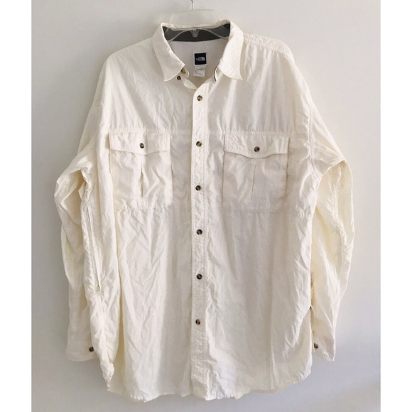 North Face | Lightweight Trail Jacket Top Button Down Mens XL Beige Long Sleeves - Picture 3 of 9